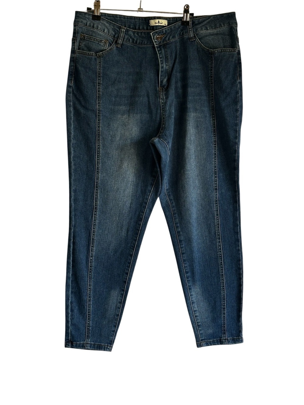Agnes Orinda Plus Size Tapered Stretch Jeans | Dark Wash Casual Denim | Size 1X